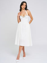 Load image into Gallery viewer, Gianna White Embroidered Halter Maxi Dress
