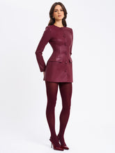 Load image into Gallery viewer, Baila Burgundy Vegan Leather Blazer Mini Dress
