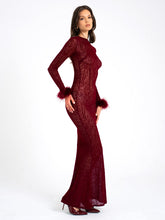 Load image into Gallery viewer, Patricia Burgundy Leopard Burnout Velvet Mesh Backless Maxi Dress
