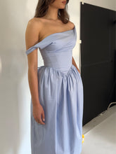 Load image into Gallery viewer, Reina Blue Drop Waist Corset Midi Dress
