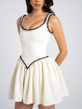 Load image into Gallery viewer, Coco White Boucle Tweed V Waist Mini Dress
