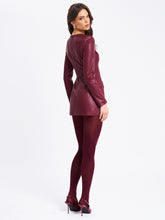 Load image into Gallery viewer, Baila Burgundy Vegan Leather Blazer Mini Dress
