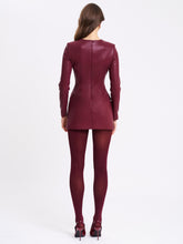Load image into Gallery viewer, Baila Burgundy Vegan Leather Blazer Mini Dress
