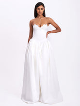Load image into Gallery viewer, Naila Lace Trim Strapless Drop Waist Wedding Gown
