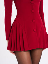 Load image into Gallery viewer, Delia Burgundy Blazer Dress with Pleated Detail
