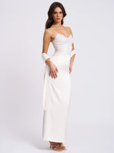 Load image into Gallery viewer, Karmen Pearl Top Pencil Slip Gown with Scarf
