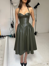 Load image into Gallery viewer, Eliana Olive Vegan Leather Dress
