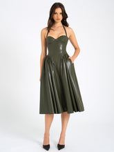 Load image into Gallery viewer, Eliana Olive Vegan Leather Dress
