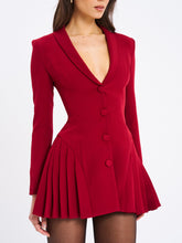 Load image into Gallery viewer, Delia Burgundy Blazer Dress with Pleated Detail
