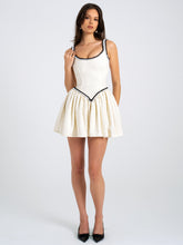 Load image into Gallery viewer, Coco White Boucle Tweed V Waist Mini Dress
