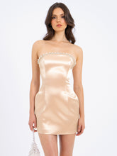 Load image into Gallery viewer, Paisley Pearl Trim Gold Sleeveless Mini Dress
