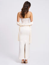 Load image into Gallery viewer, Karmen Pearl Top Pencil Slip Gown with Scarf
