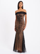 Load image into Gallery viewer, Qeturah Embroidered Sequin Off Shoulder Mesh Gown
