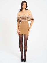 Load image into Gallery viewer, Nadira Off Shoulder Fur Trim Mini Dress
