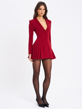 Load image into Gallery viewer, Delia Burgundy Blazer Dress with Pleated Detail
