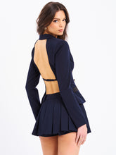 Load image into Gallery viewer, Nasya Navy Blue Pleated Mini Skort
