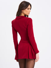 Load image into Gallery viewer, Delia Burgundy Blazer Dress with Pleated Detail
