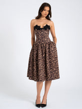 Load image into Gallery viewer, Uchenna Cheetah Print Stretchy Strapless Midi Dress with lace trim
