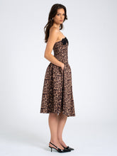 Load image into Gallery viewer, Uchenna Cheetah Print Stretchy Strapless Midi Dress with lace trim
