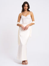 Load image into Gallery viewer, Karmen Pearl Top Pencil Slip Gown with Scarf
