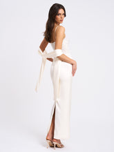 Load image into Gallery viewer, Karmen Pearl Top Pencil Slip Gown with Scarf

