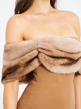 Load image into Gallery viewer, Nadira Off Shoulder Fur Trim Mini Dress
