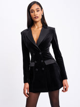 Load image into Gallery viewer, Calista Black Velvet Blazer Mini Dress
