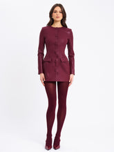 Load image into Gallery viewer, Baila Burgundy Vegan Leather Blazer Mini Dress
