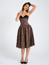 Load image into Gallery viewer, Uchenna Cheetah Print Stretchy Strapless Midi Dress with lace trim
