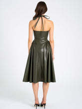 Load image into Gallery viewer, Eliana Olive Vegan Leather Dress
