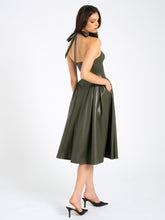 Load image into Gallery viewer, Eliana Olive Vegan Leather Dress
