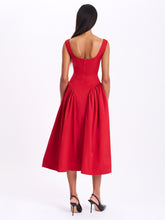 Load image into Gallery viewer, Nahla Red Drop Waist Midi Dress with Buttons
