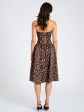 Load image into Gallery viewer, Uchenna Cheetah Print Stretchy Strapless Midi Dress with lace trim
