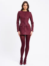 Load image into Gallery viewer, Baila Burgundy Vegan Leather Blazer Mini Dress
