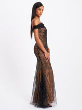 Load image into Gallery viewer, Qeturah Embroidered Sequin Off Shoulder Mesh Gown
