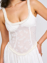 Load image into Gallery viewer, Ulissa White Square Neck Jacquard Textured High Slit Maxi Dress
