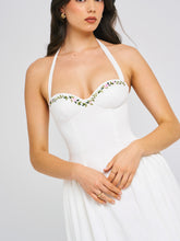 Load image into Gallery viewer, Gianna White Embroidered Halter Maxi Dress
