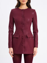 Load image into Gallery viewer, Baila Burgundy Vegan Leather Blazer Mini Dress
