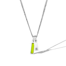 Load image into Gallery viewer, Birthstone &amp; Initial Tag Necklace - Silver
