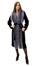 Load image into Gallery viewer, Genuine Silver Fox Virgin Wool Wrap Coat in Black
