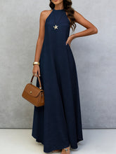Load image into Gallery viewer, Women's Ice Silk Crinkle Sleeveless Swing Maxi Dress
