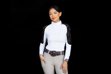 Load image into Gallery viewer, White/ Black lace longsleeve zip front
