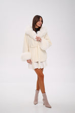 Load image into Gallery viewer, Genuine Polar Fox Fur Wool Hooded Coat

