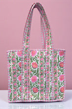 Load image into Gallery viewer, SC - ETA 2/20 - Ronan Green and Pink Floral Tote Bag
