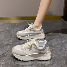 Load image into Gallery viewer, Lace-Up Platform Athletic Sneakers – PU Microfiber Mid Heel
