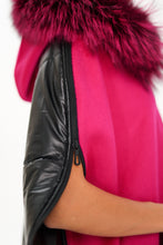 Load image into Gallery viewer, Saga®Furs Silver Fox Wool Alpaca Poncho Vest in Fuchsia
