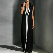 Load image into Gallery viewer, Women's V-Neck Color-Block Sleeveless A-Line Maxi Dress – 4 Colors XS–2XL
