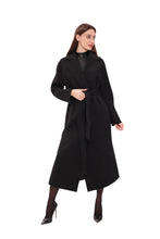 Load image into Gallery viewer, Cambridge Comfort Wraparound Wool Cashmere Coat in Black
