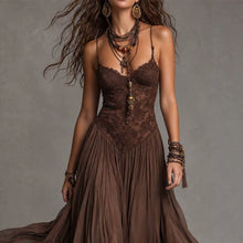 Load image into Gallery viewer, Chiffon V-Neck Backless Flowy Maxi Dress – Women's Elegant A-Line Long Dress
