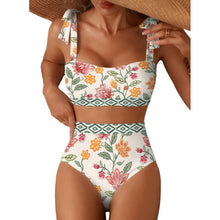 Load image into Gallery viewer, Tie-Shoulder Striped High-Waisted Bikini Set – Two-Piece Swimsuit for Women
